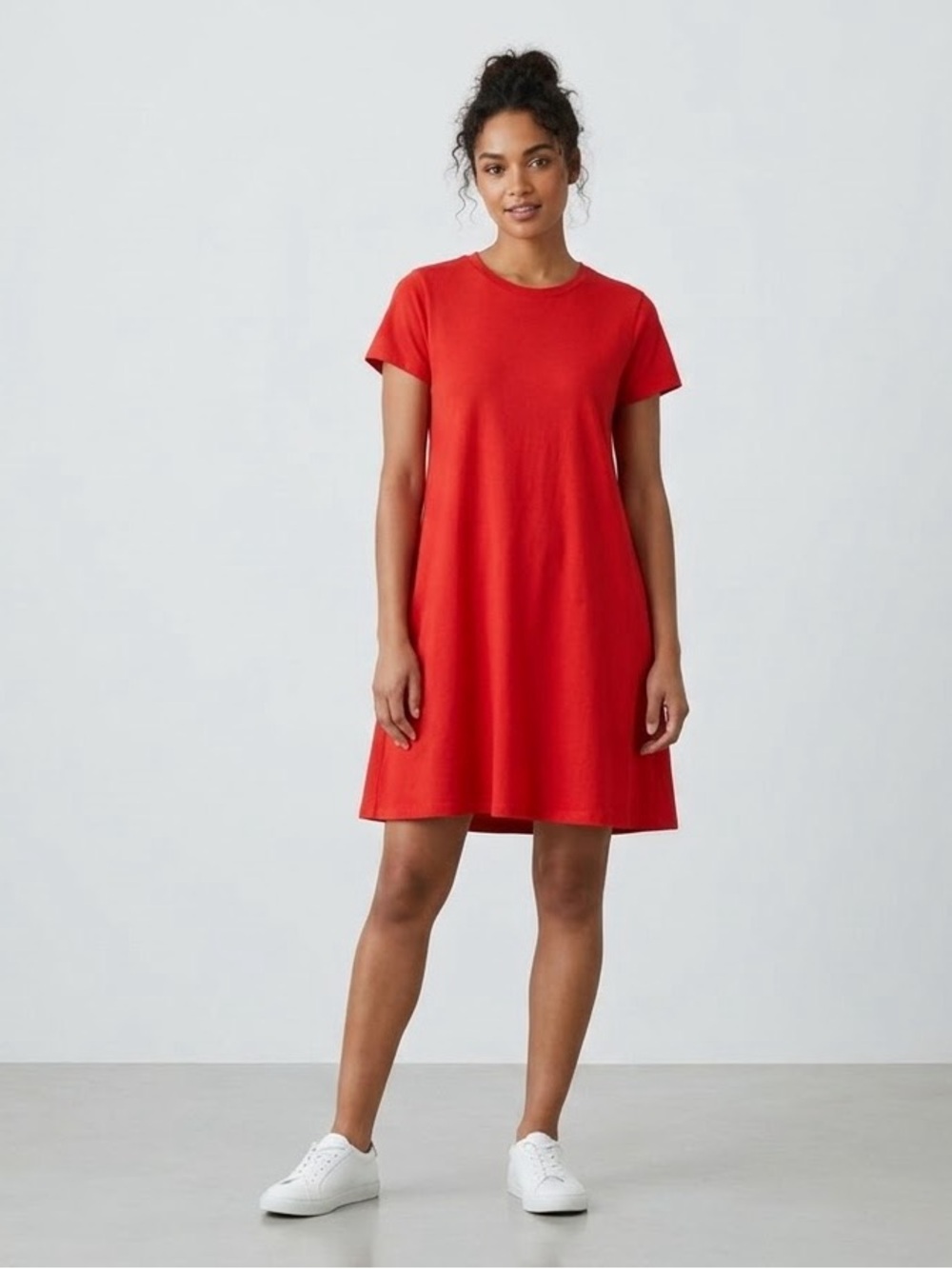 Uniqlo Cotton A-Line Short Sleeve Mini Dress | Size Medium